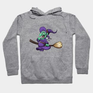 Crazy Laughing Witch On Broom Hoodie